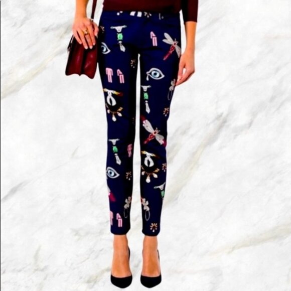 MARY KATRANTZOU SZ 28 Celebrity Designer Symbol Skinny Mid-Rise Jeans - Picture 1 of 8